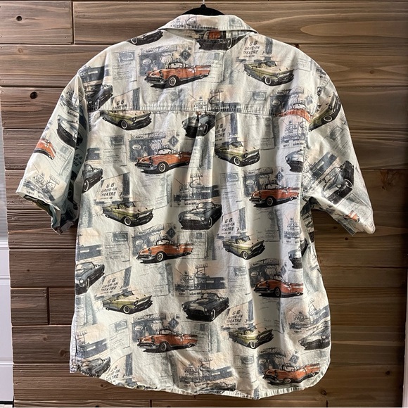CLEARWATER OUTFITTERS Classic Car Themed Large Button Front Short Sleeve Shirt - Picture 8 of 14